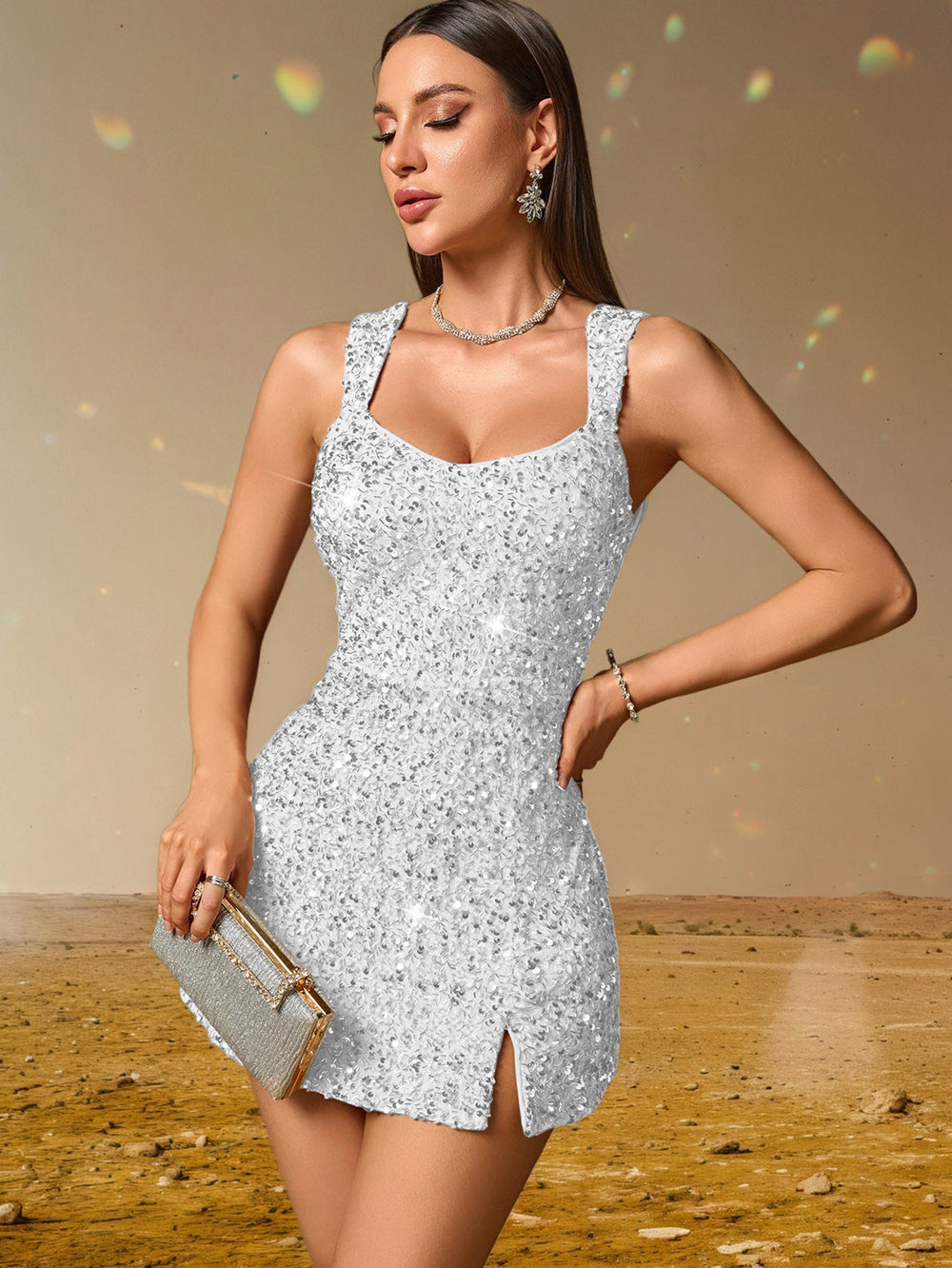Sexy Sequined Cami Dress Women Clothing Birthday Party Dress