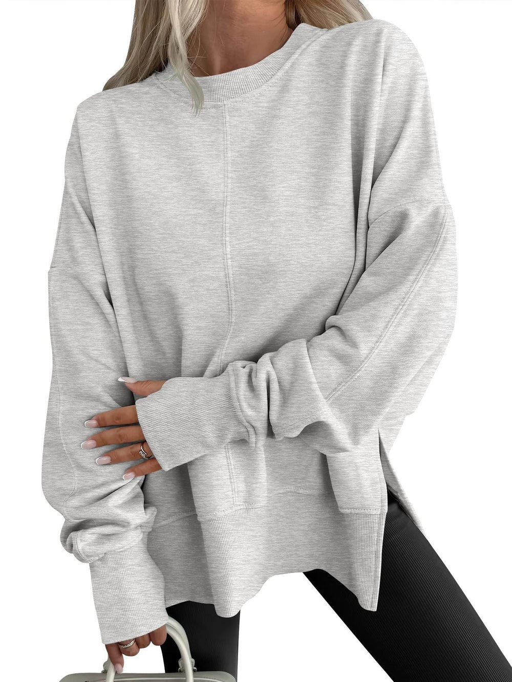 Code Casual round Neck Pullover Solid Color Loose Sports Long Sleeve Sweatshirt Tops