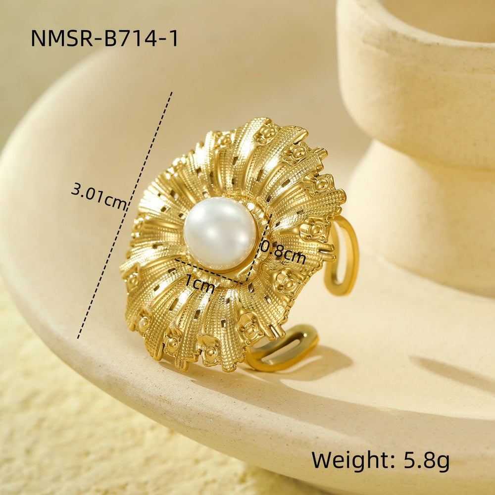 Stainless Steel Ring Exaggerated Irregular Asymmetric Geometric Abstract Plated 18K Gold Titanium Steel Ring Bracelet