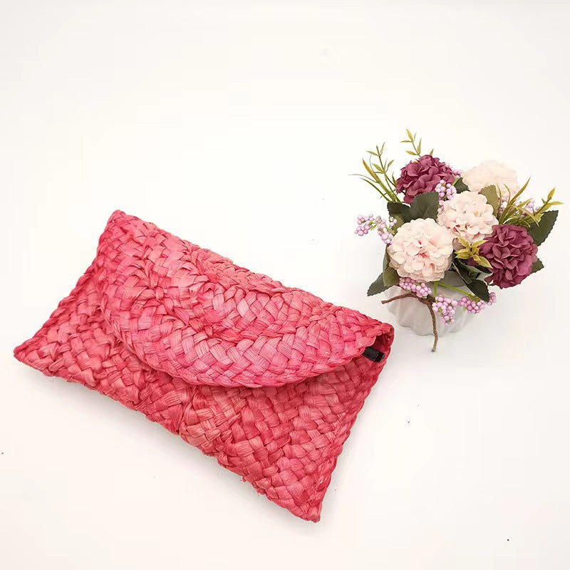 Corn Husk Straw Bag Clutch Women Large Capacity Clutch Hand-Woven Bag Mobile Phone Bag Coin Purse Japanese Korean