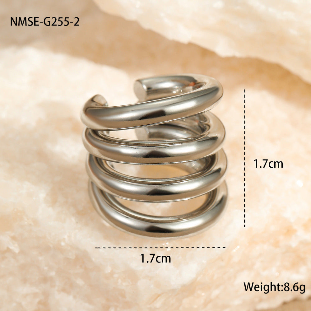 Minimalist C Shaped Ear Clip Non-Pierced Ear Bone Clip Multi Layer Normcore Stainless Steel Ear Rings