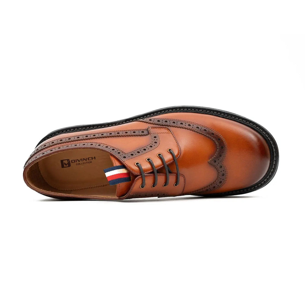 Premium Men's Classic Derby Brogue Shoes Brwon