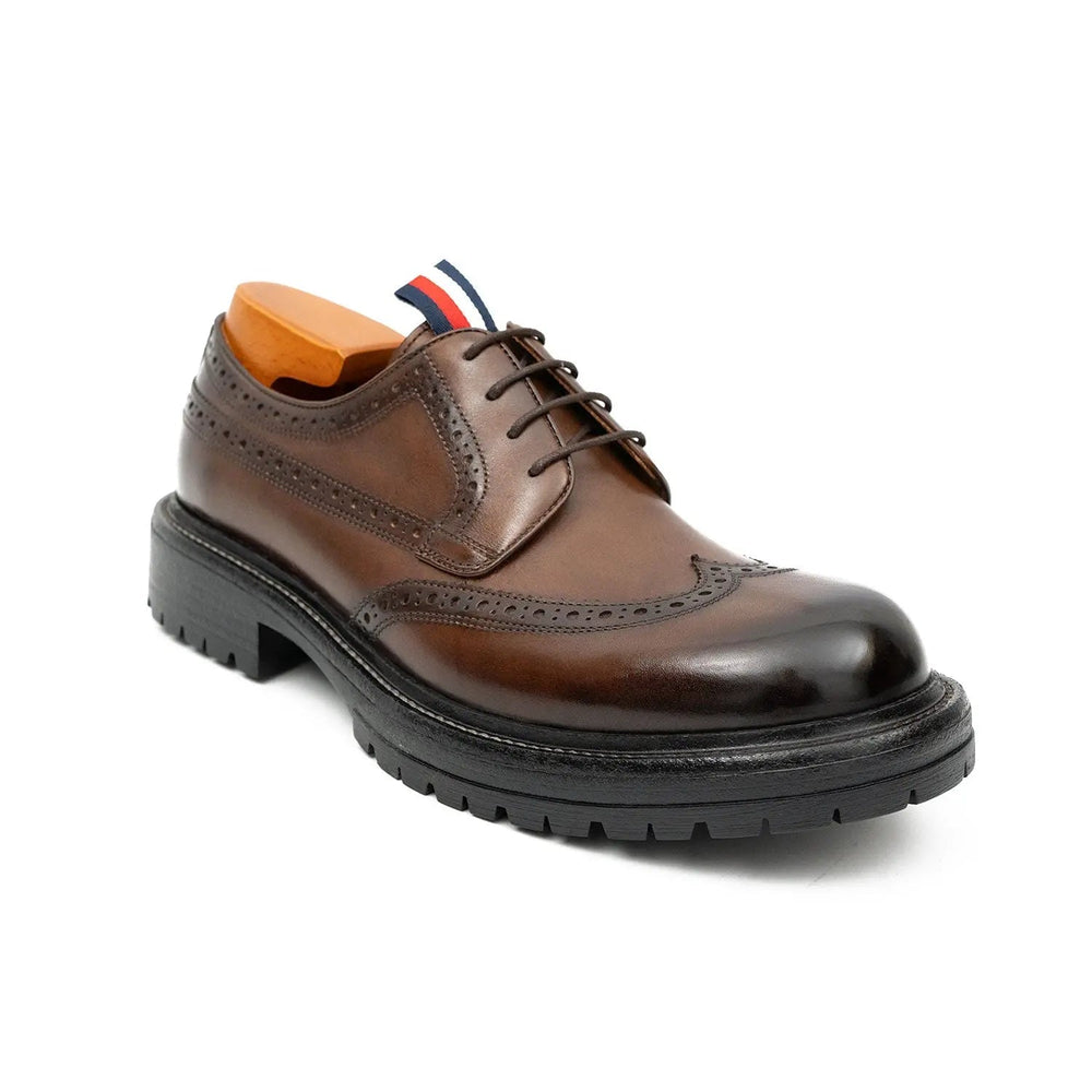 Premium Men's Classic Derby Brogue Shoes Coffee