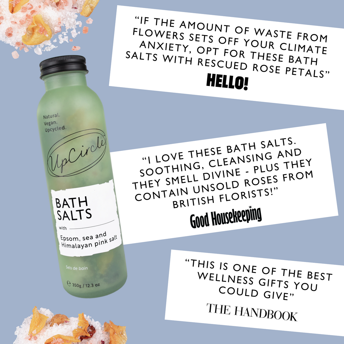 Bath Salts with Epsom, Sea and Himalayan Pink Salt - Snipetell