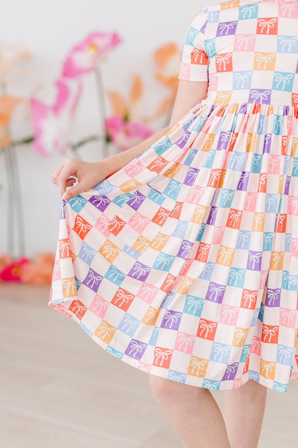 SALE Rainbow Ribbons S/S Pocket Twirl Dress