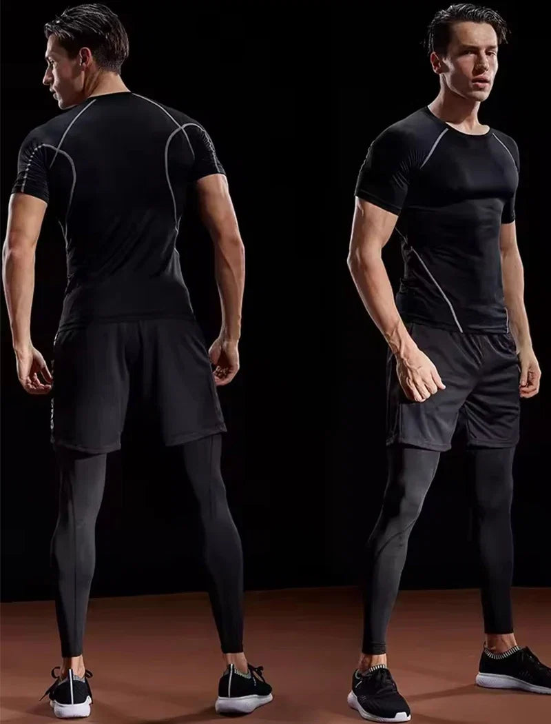 Men's Compression T-Shirt Summer Sportswear Running T shirt Elastic Quick Dry Sport Tops Tee Athletic Gym Workout T Shirts Men