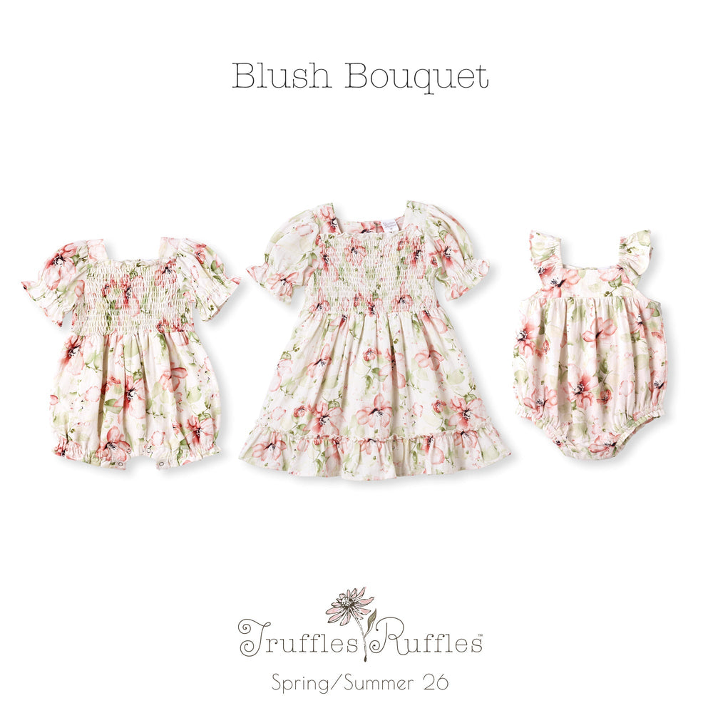 Blush Bouquet Smocked Bodice Puff Sleeve Dress Tesa Babe