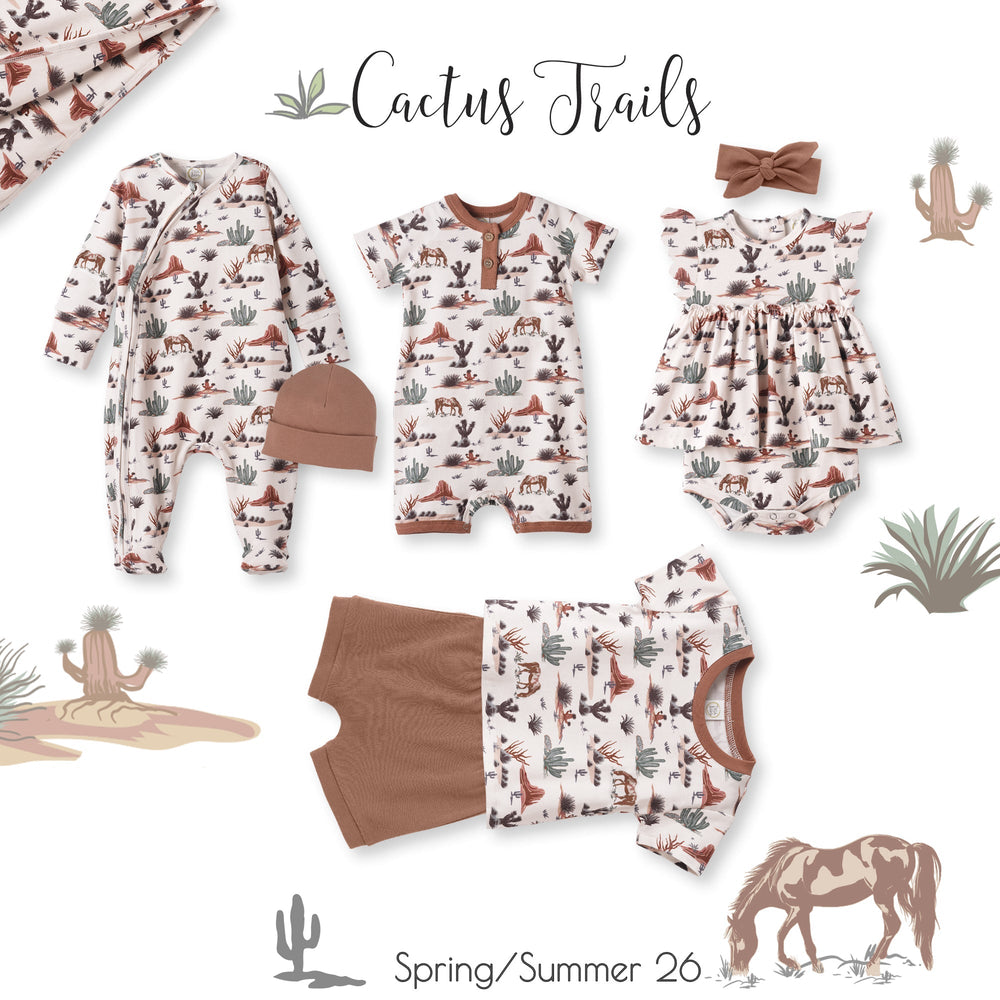 Baby Boy Shorty Romper – Bamboo Cactus Trails Henley Outfit Tesa Babe