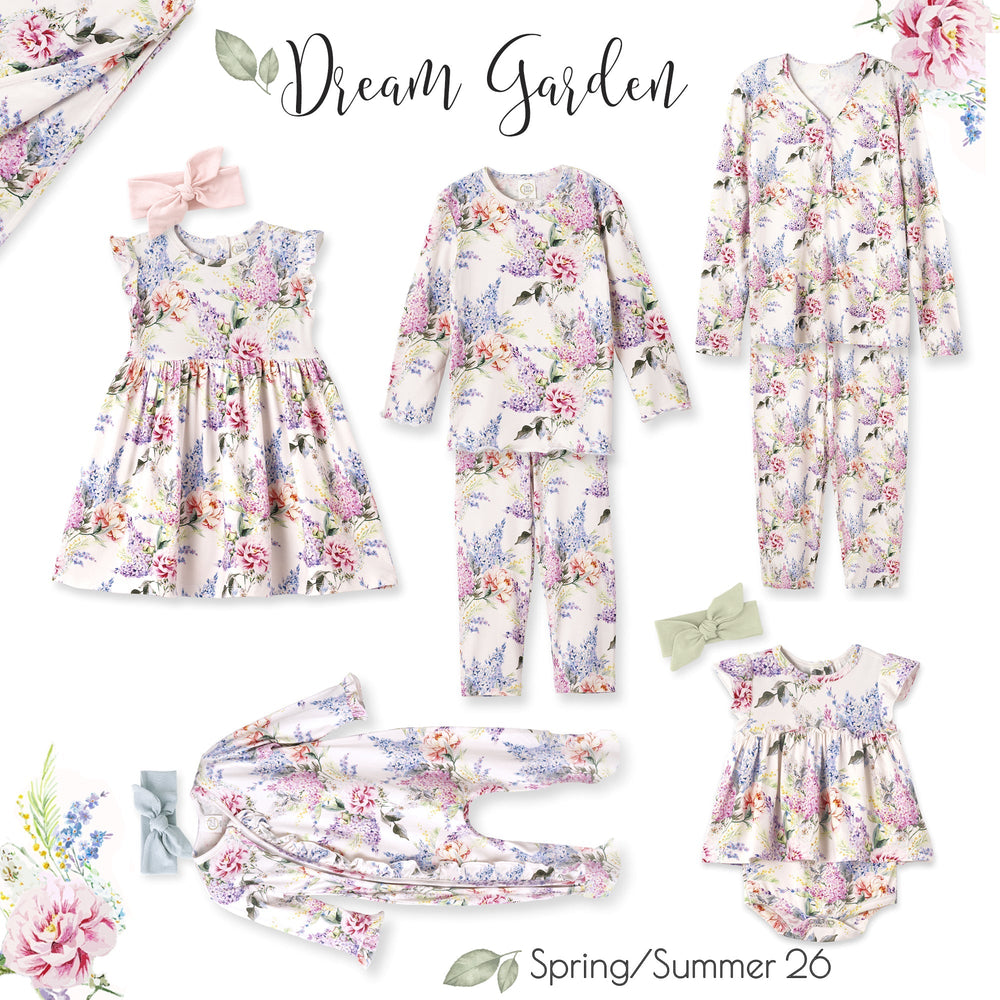 Dream Blossom Bamboo Baby Skirted Bodysuit-Watercolor Floral Tesa Babe