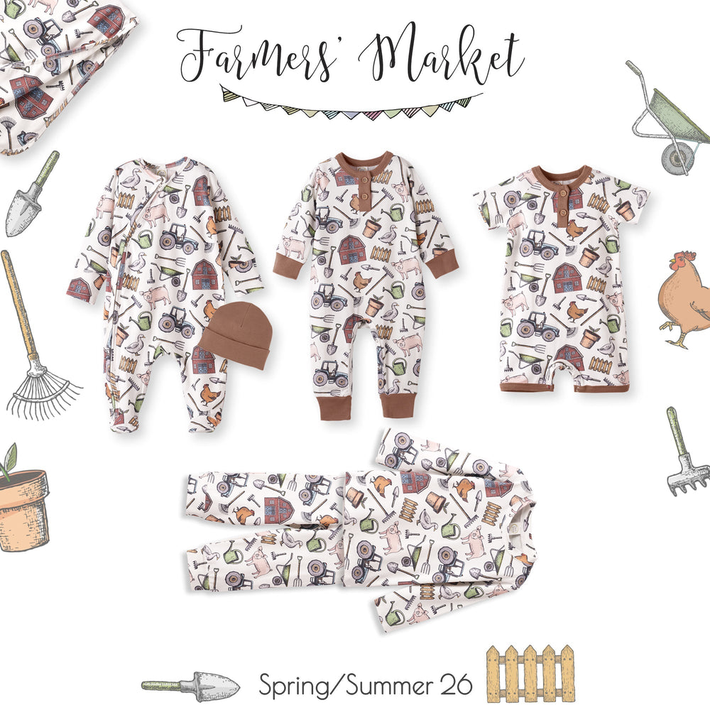 Farmer's Market Baby Henley Romper - Bamboo One Piece Tesa Babe