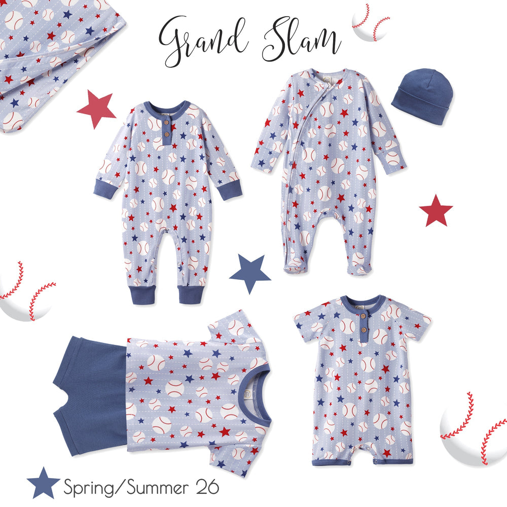 Grand Slam Baseball Bamboo Zipper Romper for Baby Tesa Babe