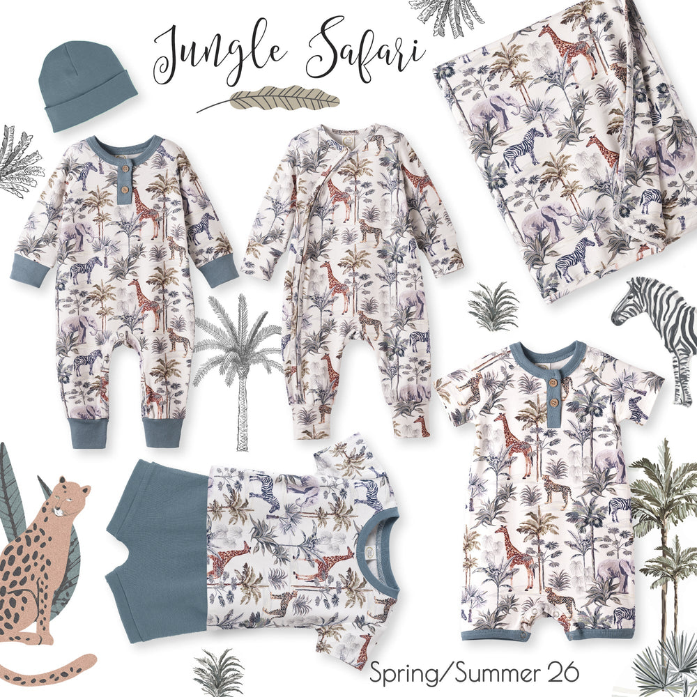 Jungle Safari Bamboo Zipper Romper with Convertible Cuffs Tesa Babe