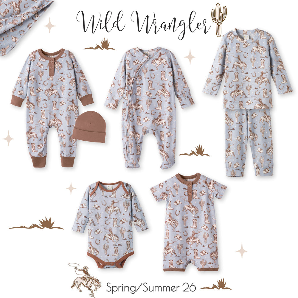 Wild Wrangler/Blue Western Bamboo Henley Cowboy Romper Tesa Babe