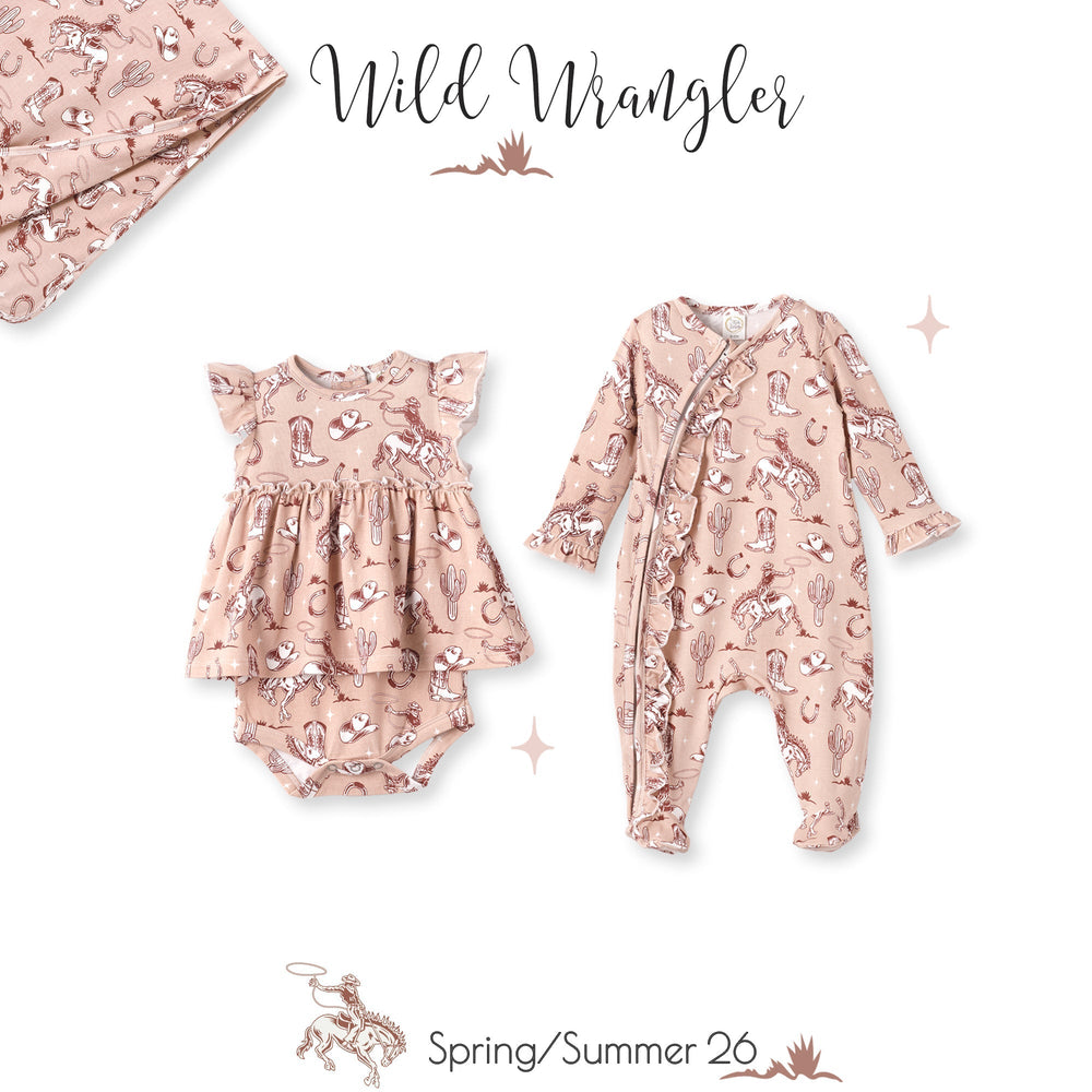 Wild Wrangler/Pink Bamboo Cowgirl Western Skirted Bodysuit Tesa Babe
