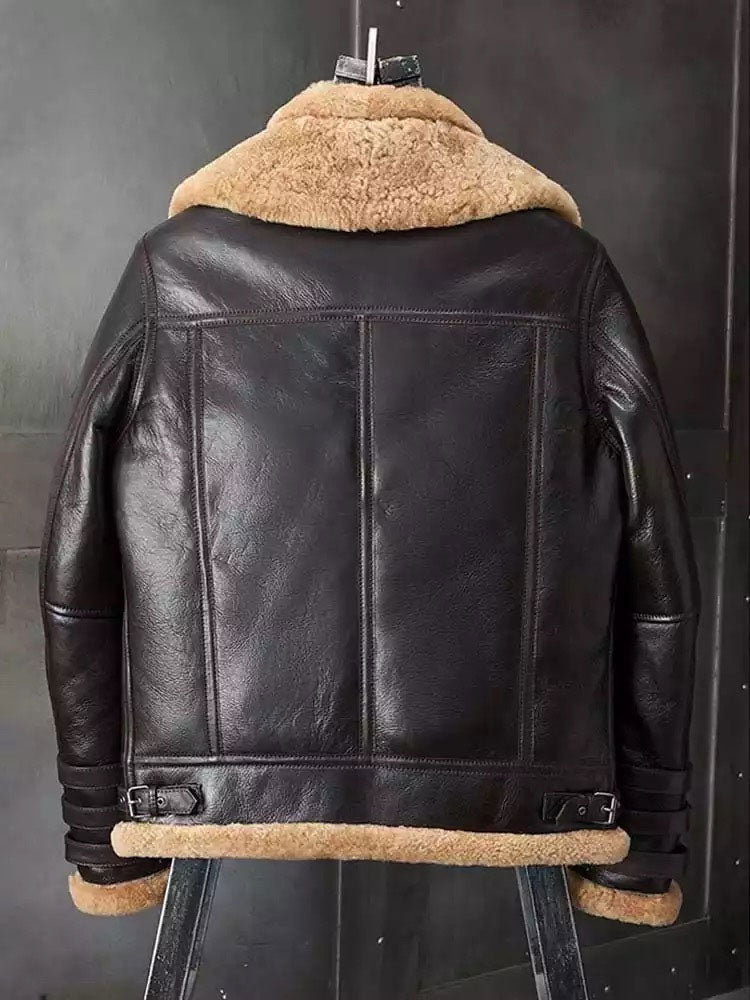 Men’s Shearling B3 Bomber Jacket – Short Fur Motorcycle Jacket