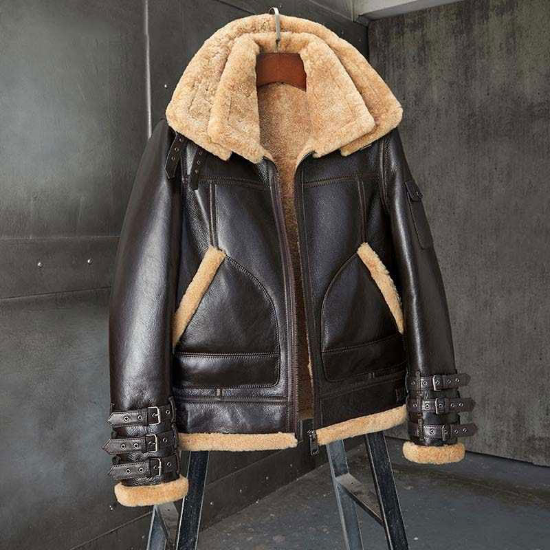 Men’s Shearling B3 Bomber Jacket – Short Fur Motorcycle Jacket