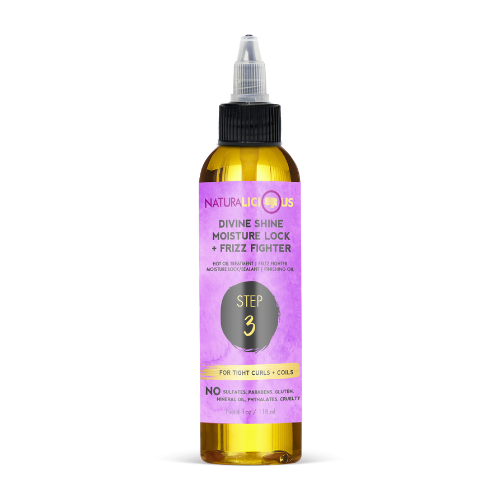 Étape 3 : Divine Shine Moisture Lock & Frizz Fighter (Pour boucles serrées)