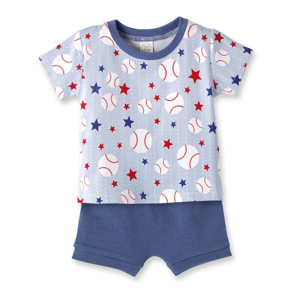 Grand Slam Baseball Bamboo Tee & Cotton Shorts Set for Boys Tesa Babe