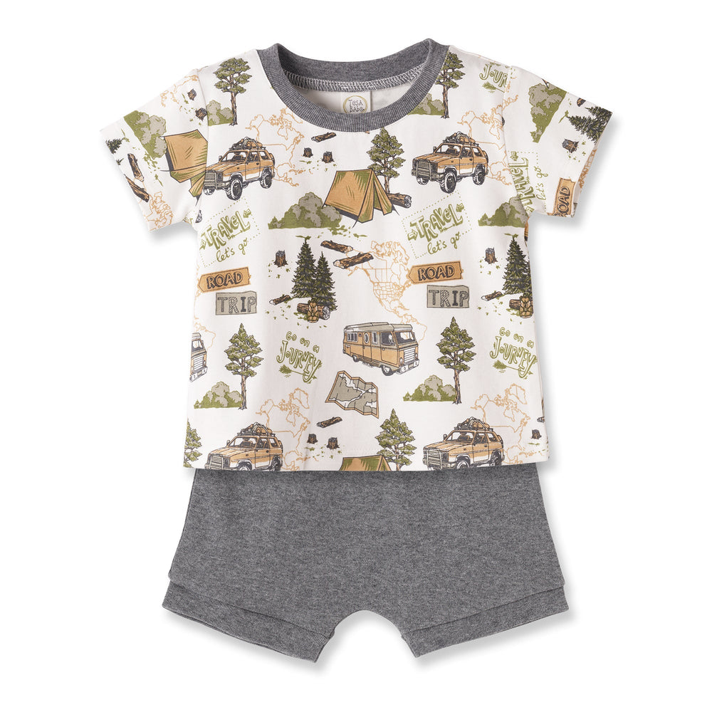 Trailblazer Bamboo T-Shirt & Cotton Shorts Set for Boys Tesa Babe
