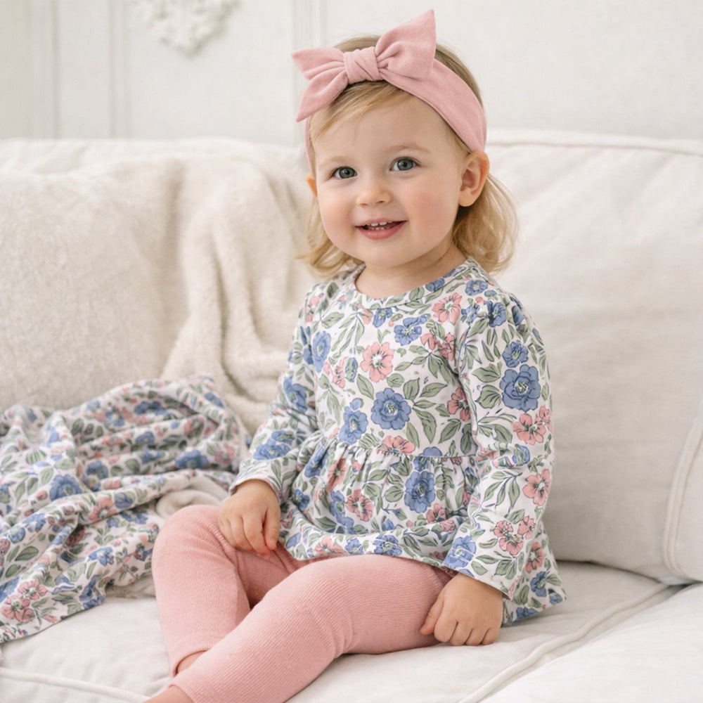 Vintage Floral Baby Girl Outfit - Bamboo & Cotton Tesa Babe