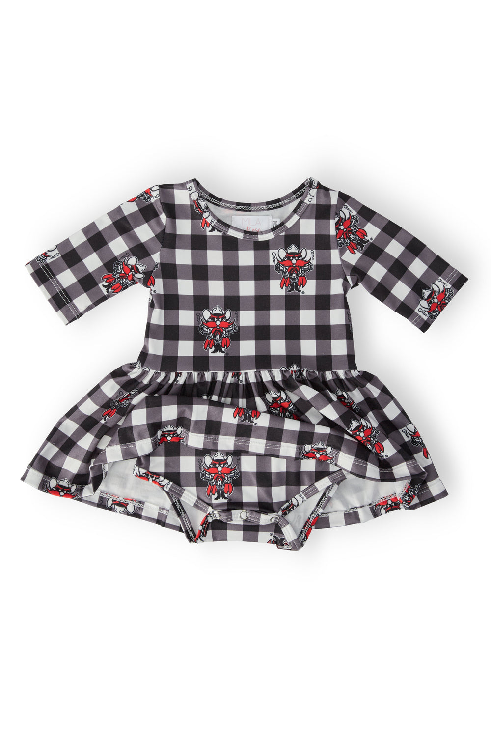 Texas Tech Plaid Raider Red 3/4 Sleeve Twirl Bodysuit