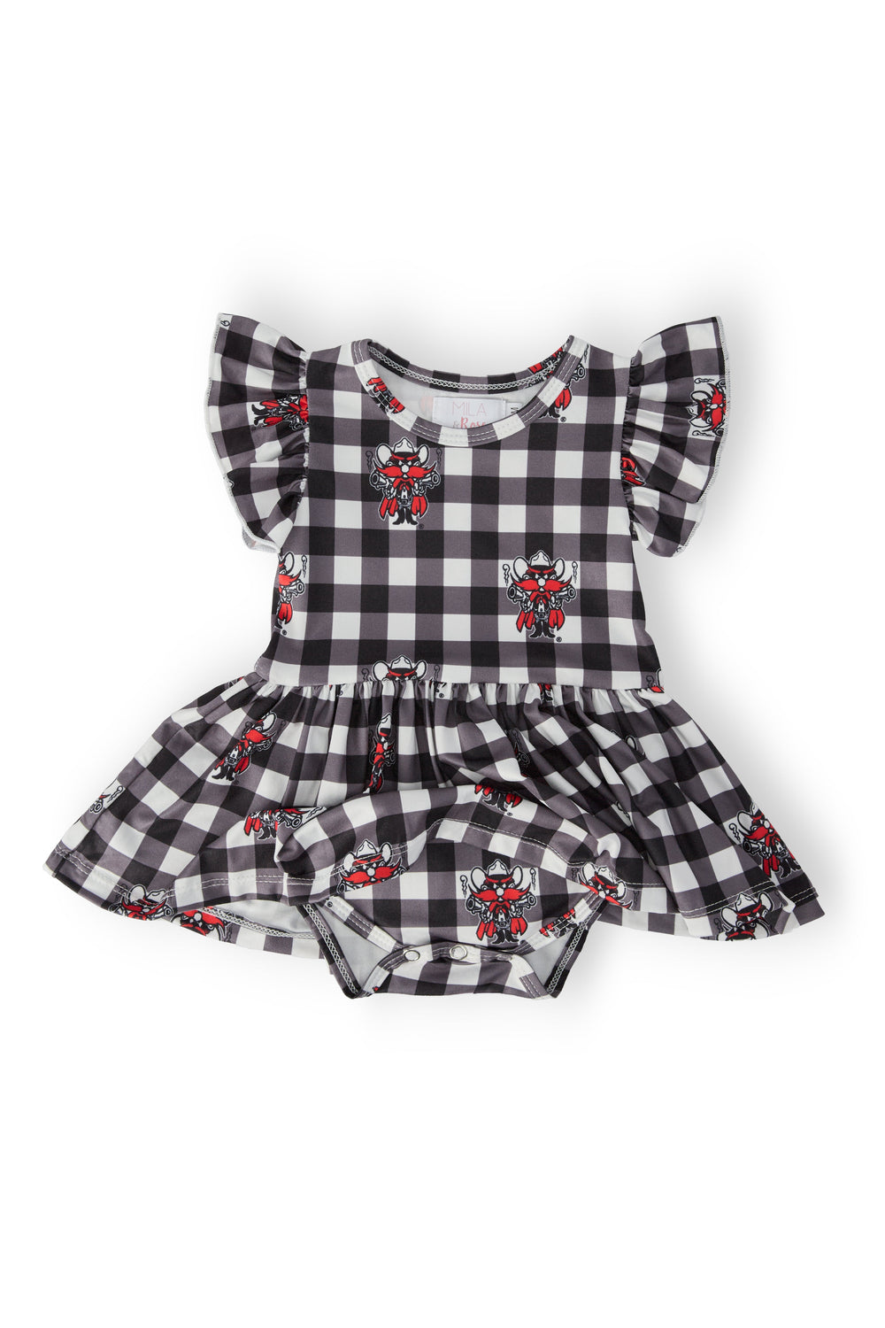 Texas Tech Plaid Raider Red S/S Flutter Twirl Bodysuit