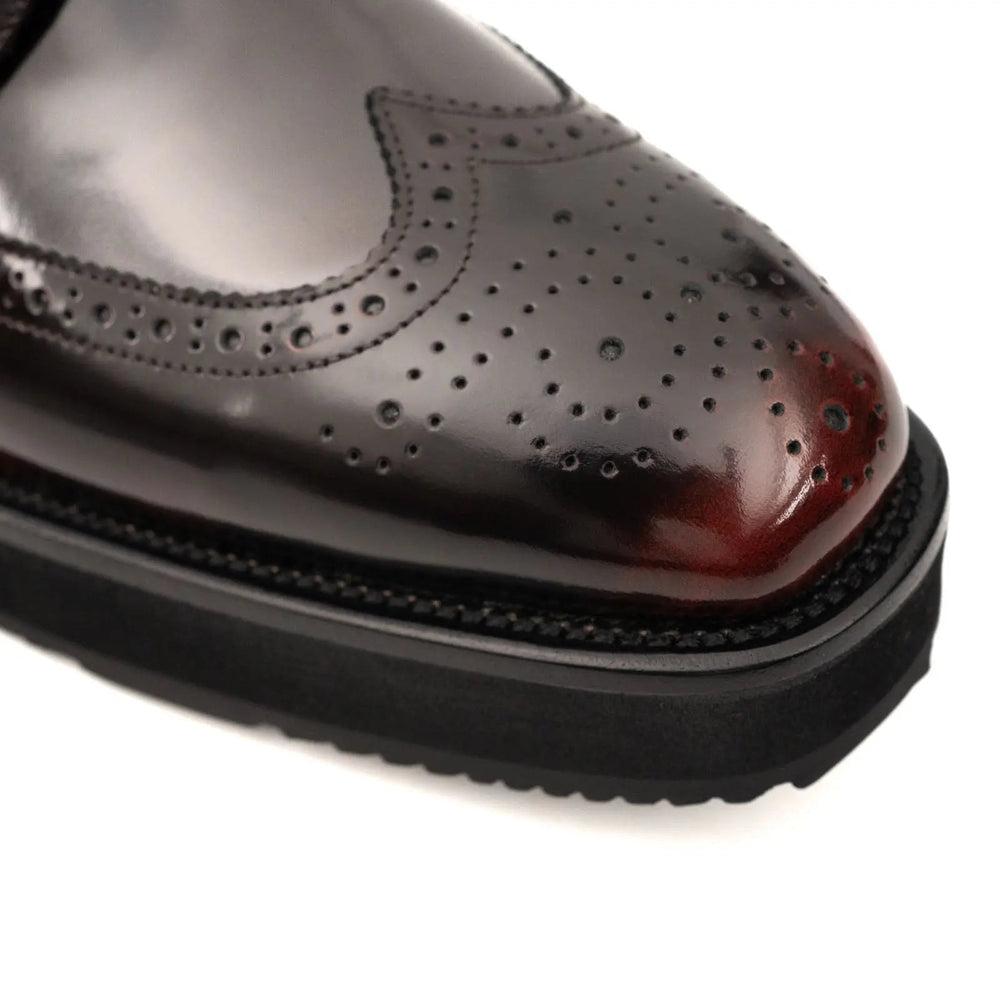 Tri-Stripe Patent Brogue Bootie