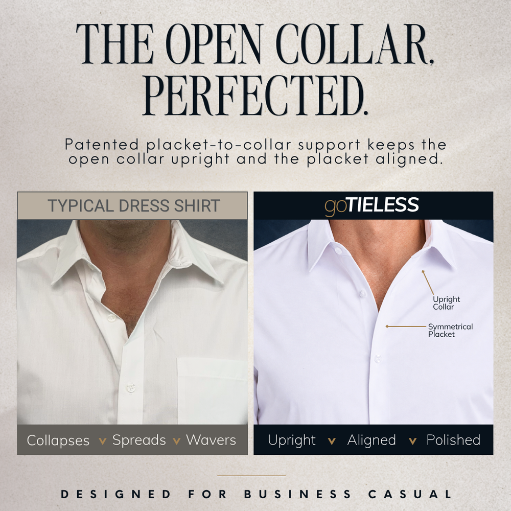 goTIELESS Ultimate Dress Shirt (Blue Diamond) Million Dollar Collar