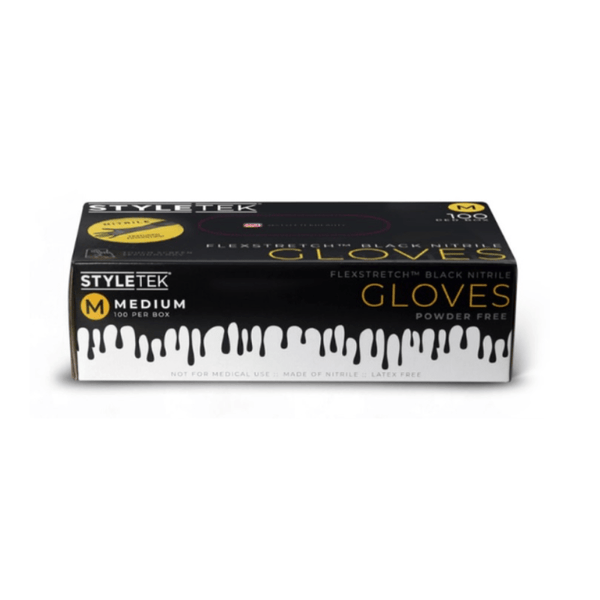 Styletek Black Nitrile Gloves 100pk