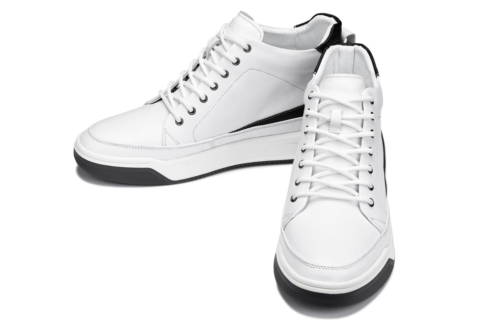 CALTO - Y7151 - 2.6 Inches Taller (Off-White) - Leather Ankle Top Sneak-Boot