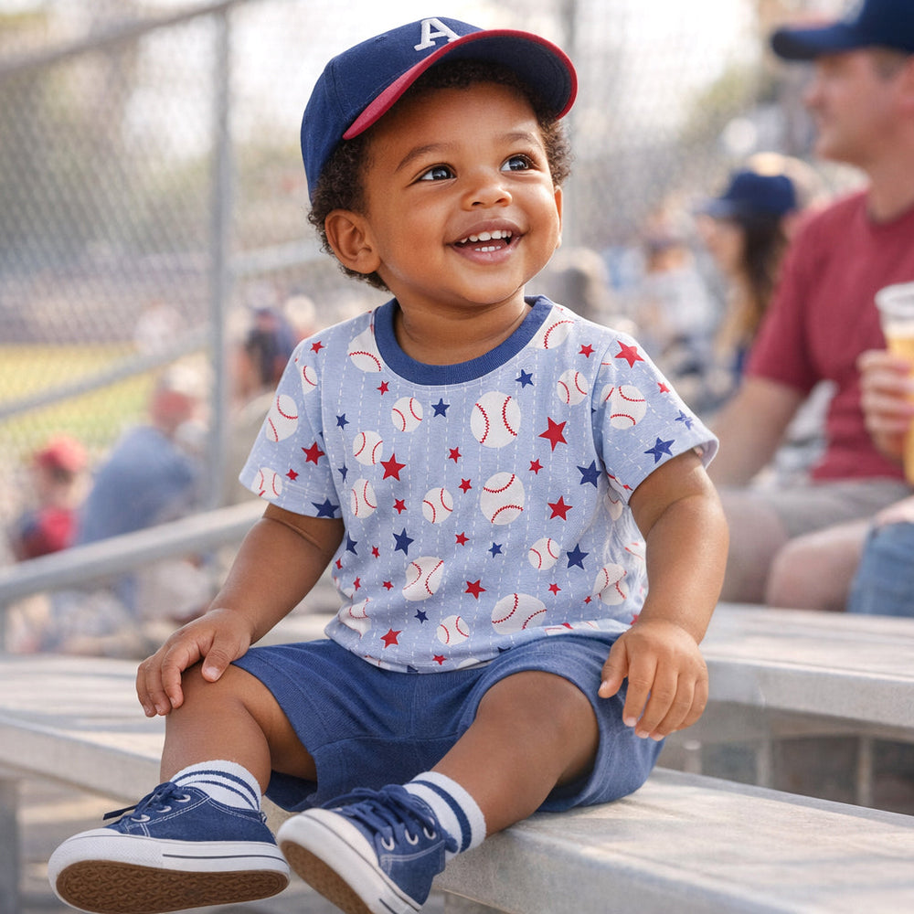 Grand Slam Baseball Bamboo Tee & Cotton Shorts Set for Boys Tesa Babe