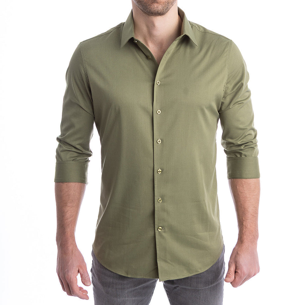 goTIELESS Ultimate Dress Shirt (Army Green) Million Dollar Collar