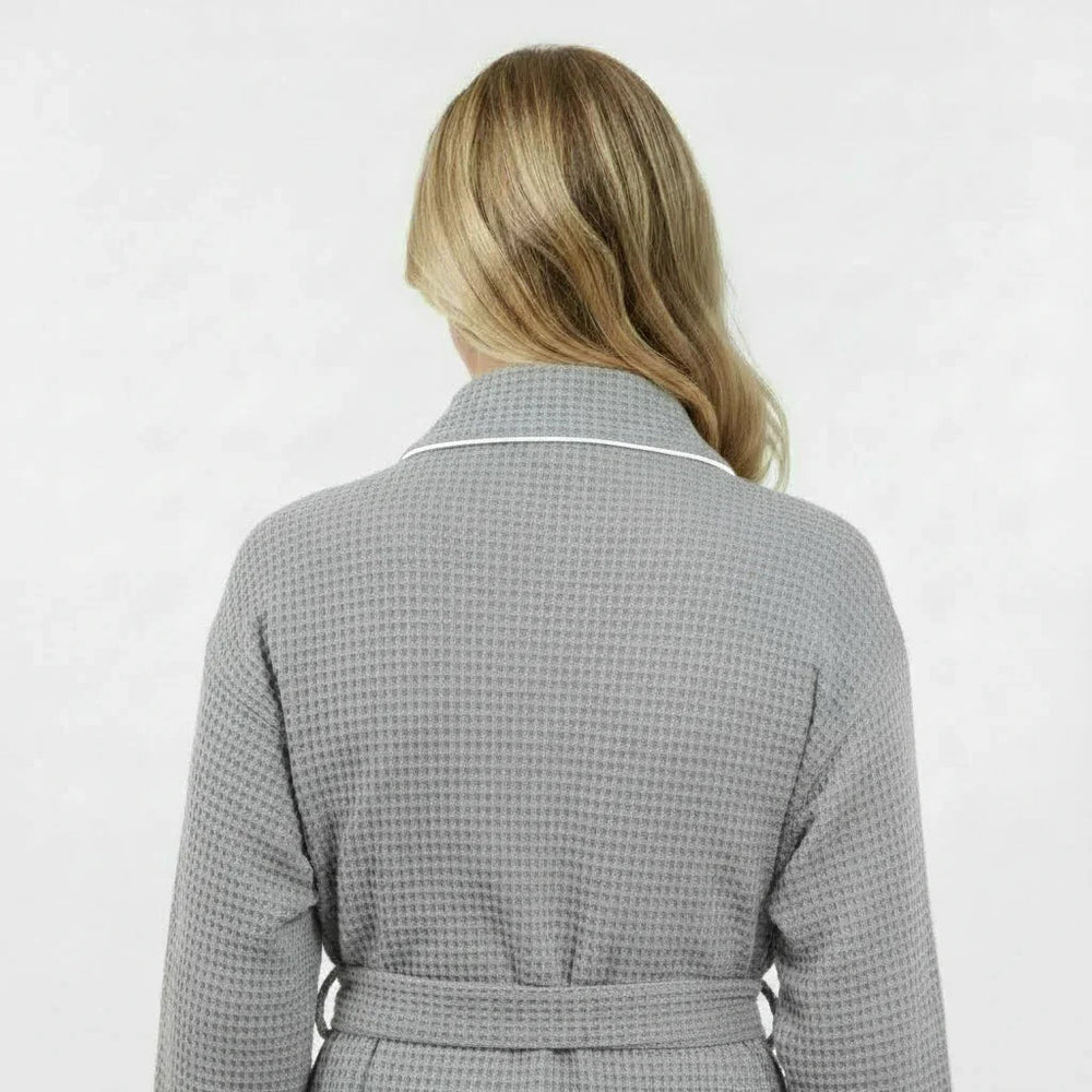 Women’s Waffle Piping Bathrobe – Lightweight Spa-Style Comfort
