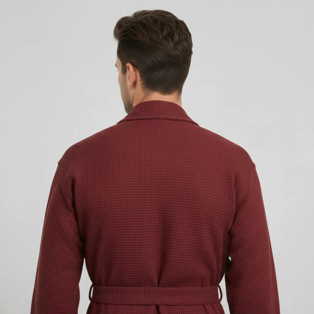 Waffle Spa Bathrobe for Men -  Absorbent, Lightweight
