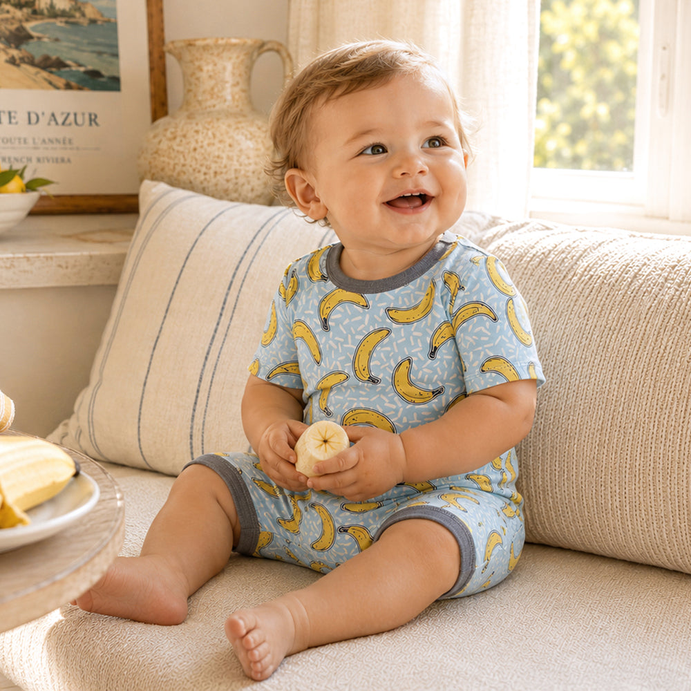 Banana Split Soft Bamboo Shorty Romper for Baby Boys Tesa Babe