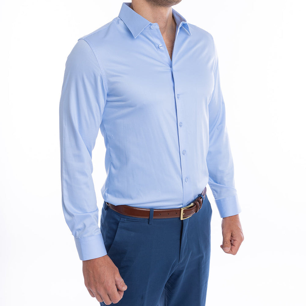 goTIELESS Ultimate Dress Shirt (Light Blue) Million Dollar Collar