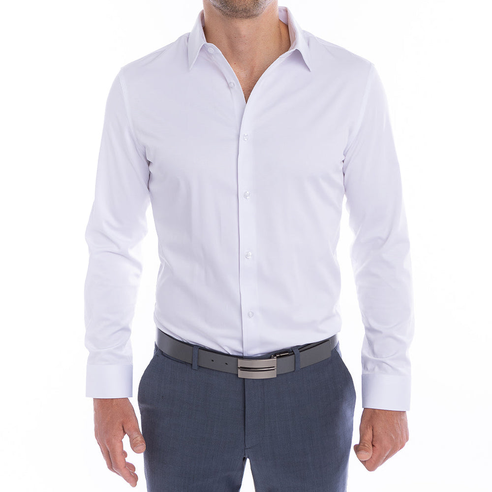 goTIELESS Ultimate Dress Shirt (White) Million Dollar Collar