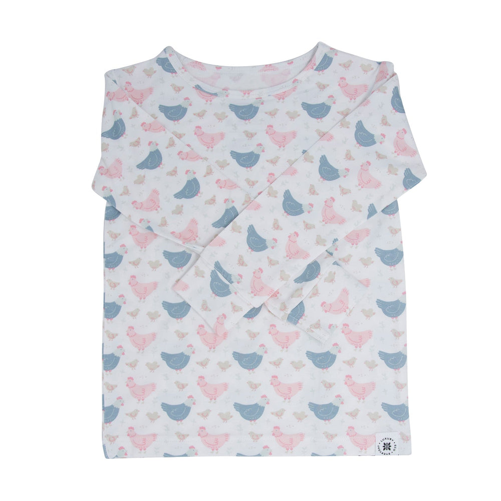 Pink Farm Hens Bamboo Big Kid Pajama