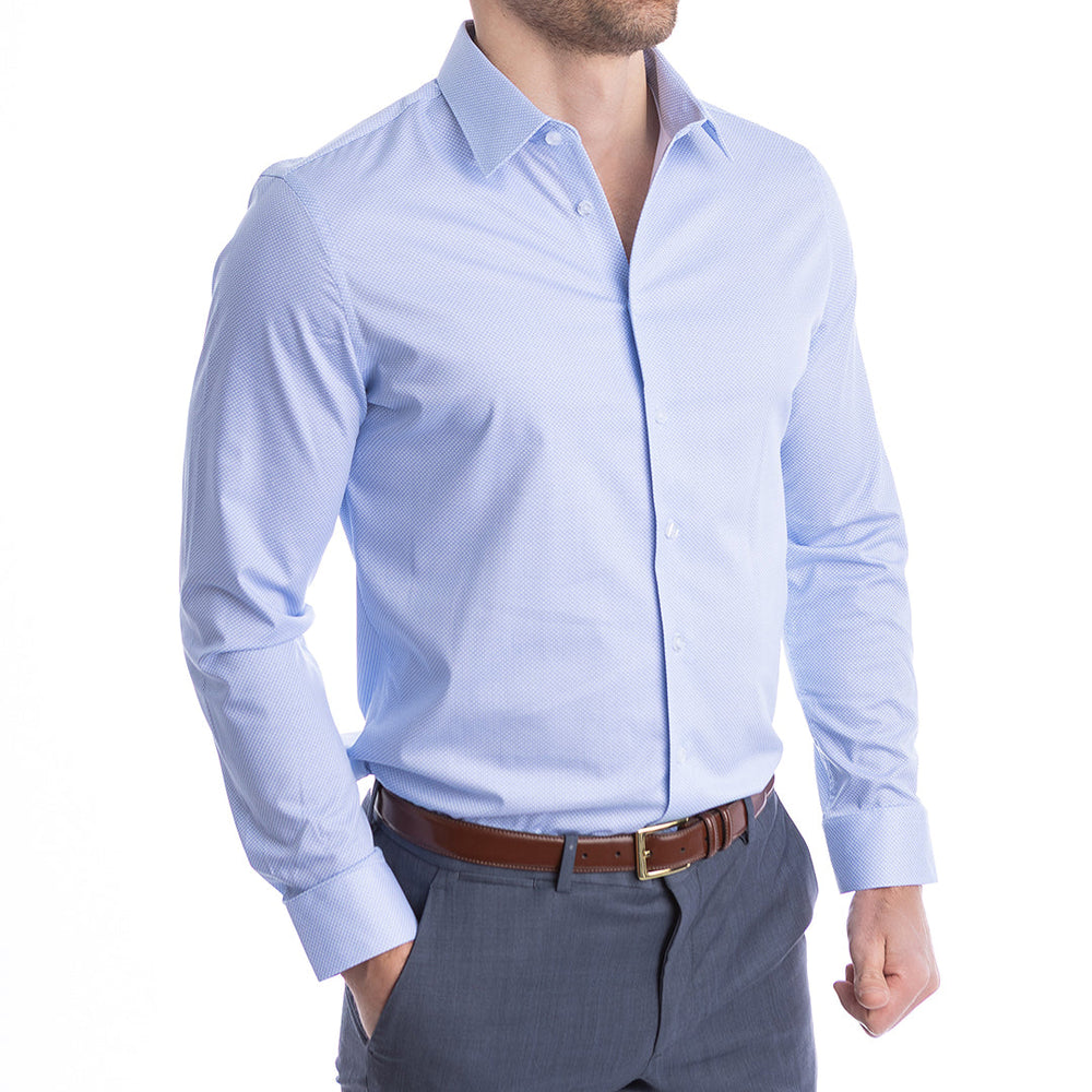 goTIELESS Ultimate Dress Shirt (Blue Diamond) Million Dollar Collar