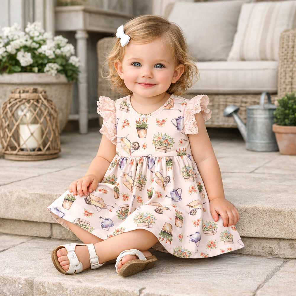 Petal Patch Baby Girl Dress – Bamboo & Eyelet Garden Dress Tesa Babe