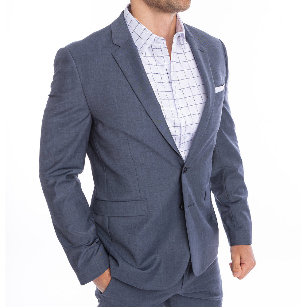 goTIELESS Ultimate Dress Shirt (White/Navy Windowpane) Million Dollar Collar