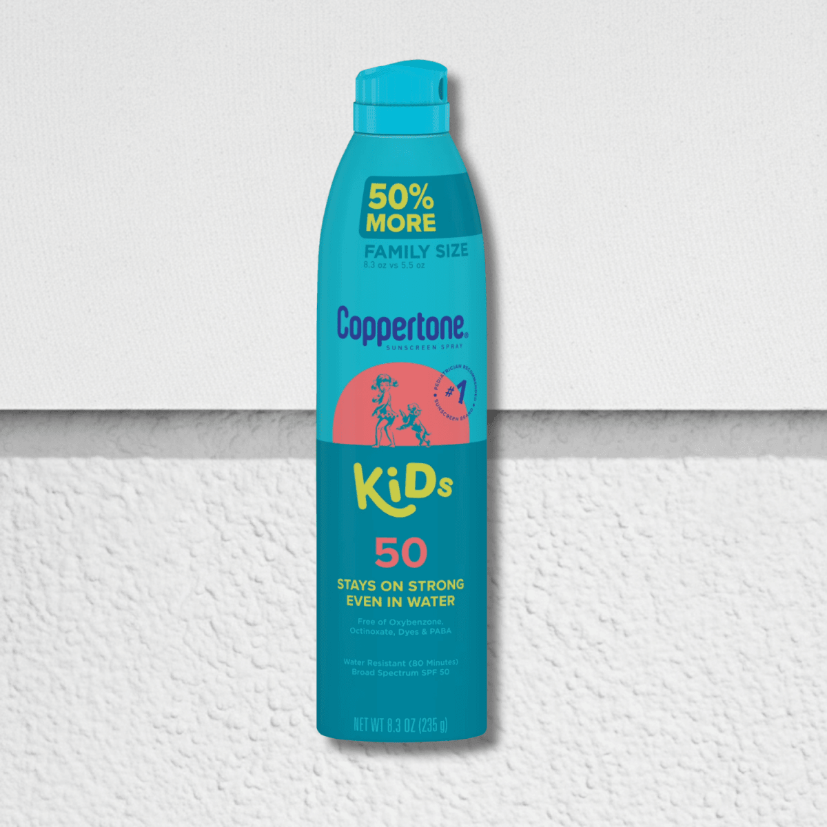 Protector solar en spray Coppertone Kids FPS 50, tamaño familiar, 8.3 oz
