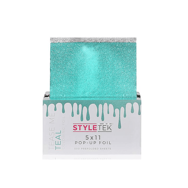 Feuilles d'aluminium gaufrées Styletek Tease Me Teal, format pop-up, 500 feuilles, 5x11 po