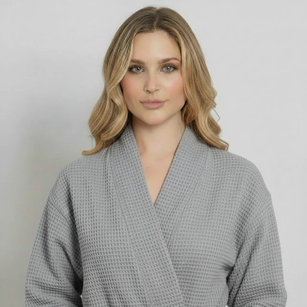 Knee-Length Waffle Robe for Women