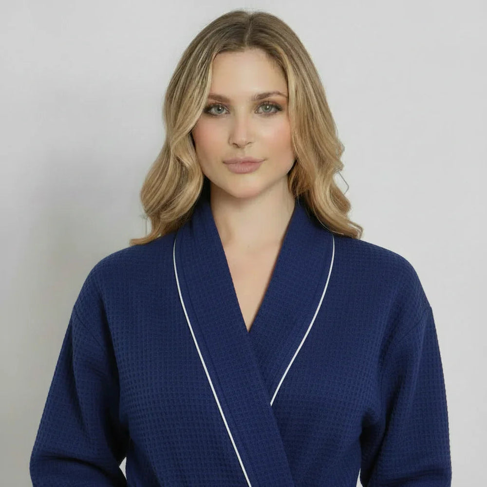 Knee-Length Waffle Robe for Women