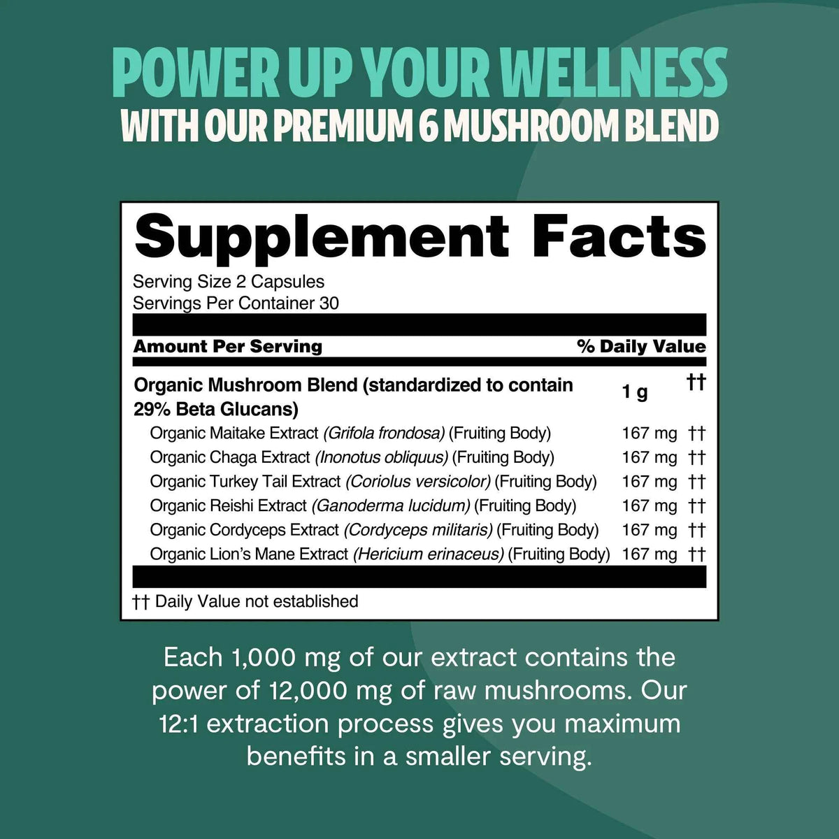 Organic Mushroom Complex Supplement Capsules