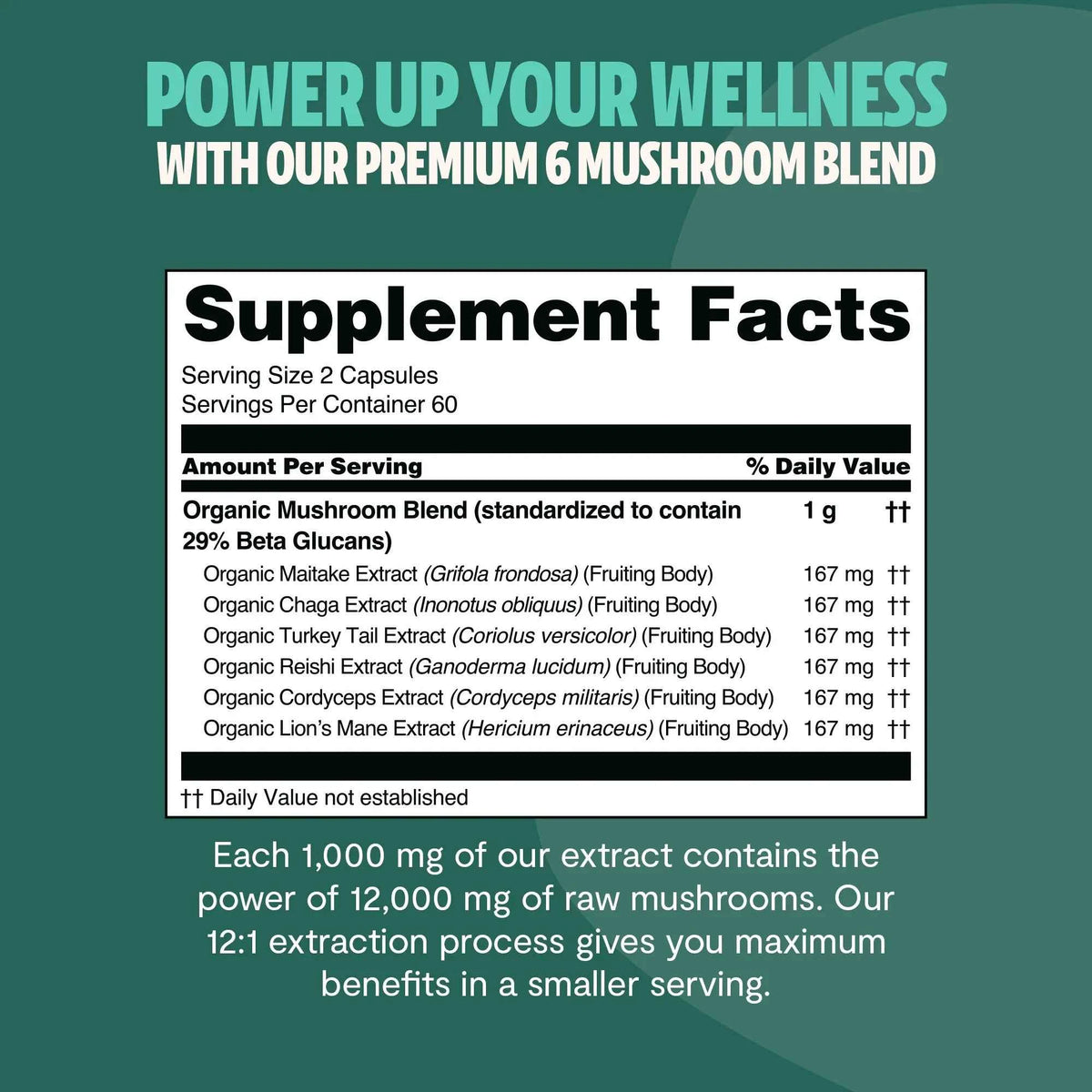 Organic Mushroom Complex Supplement Capsules