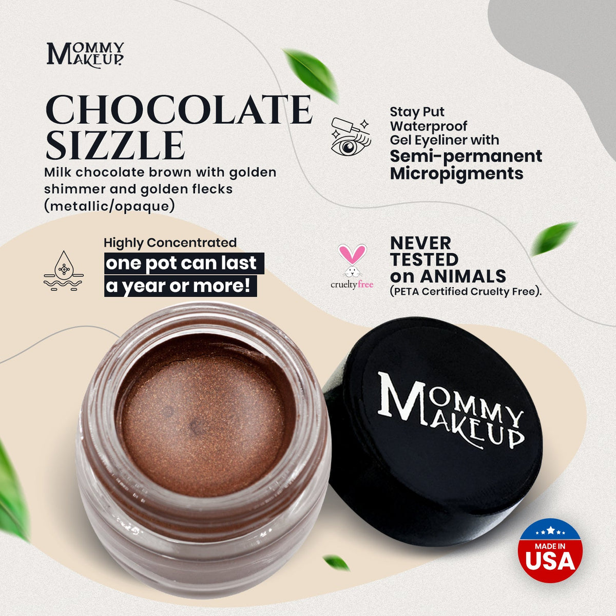 Chocolate Sizzle Stay Put Waterproof Gel Eyeliner w/ Micropigments - Snipetell