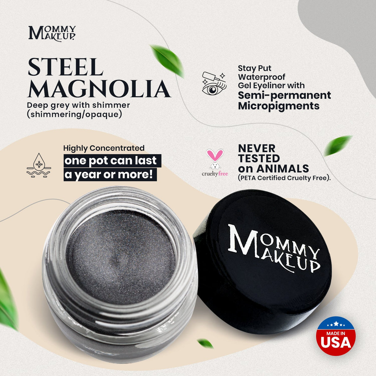 Steel Magnolia Stay Put Waterproof Gel Eyeliner w/ Micropigments - Snipetell