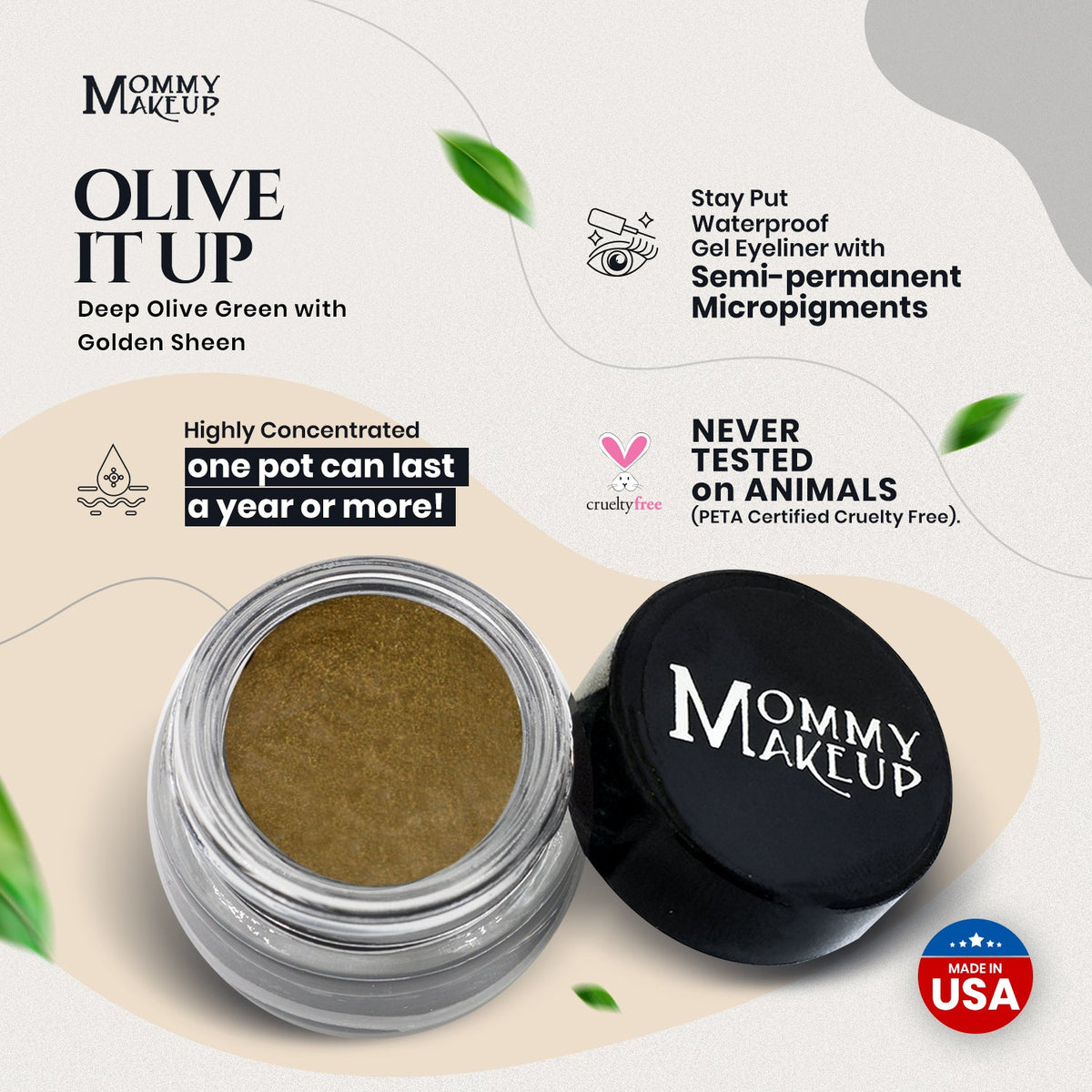 Olive It Up Stay Put Waterproof Gel Eyeliner w/ Micropigments - Snipetell